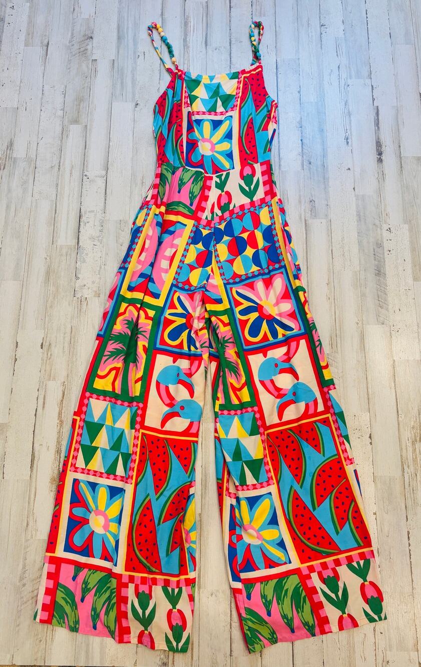 Sincerely Jules Bright Print Romper Like Rio sz S EUC